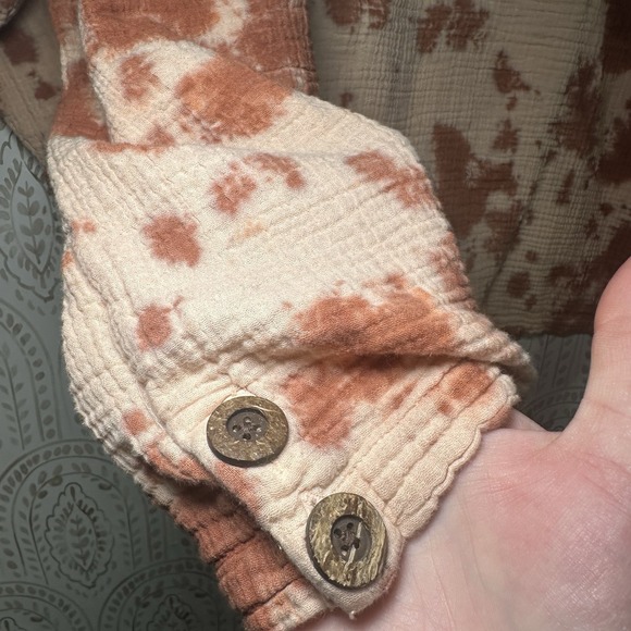 J. Jill size XL Petite short sleeve boxy top tie dye gauzy slub cotton Boho - Picture 8 of 9